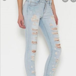 Stretch Ripped Distressed Washed Jeans